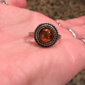 Amber sterling ring